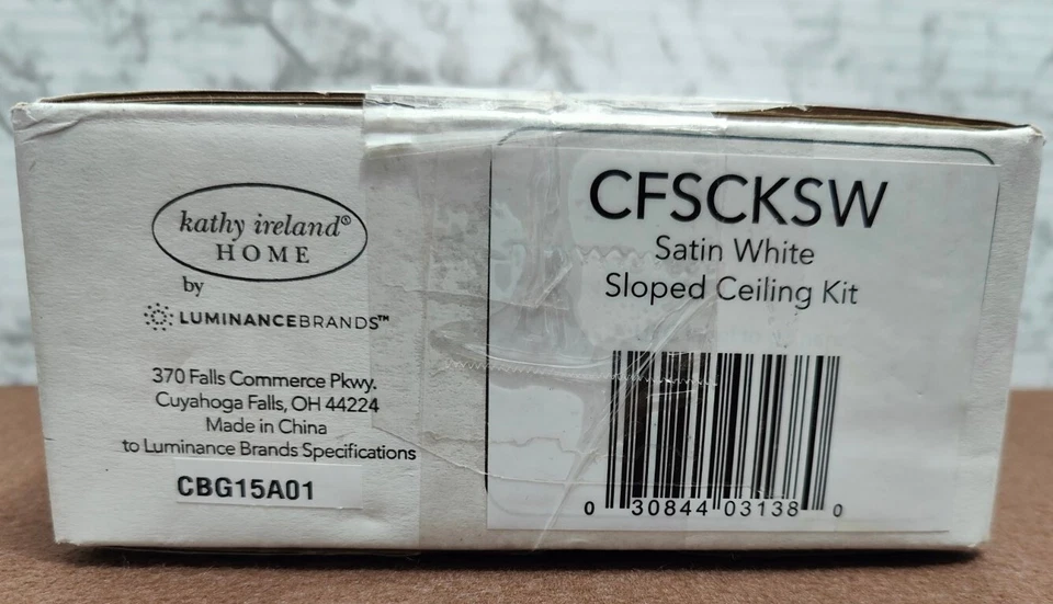 Kathy Ireland HOME Sloped Ceiling Kit, Vaulted Ceiling Fan Mount, Satin White - Image 2 of 3