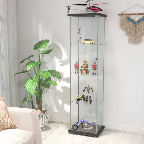 Glass Display Cabinet 4 Display Shelves Floor Standing w/Door Curio Bookshelf US - Picture 10 of 16