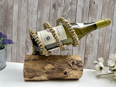 Einzelner Weinflaschenhalter Rustikal Holz Aufbewahrungsregal Treibholz Teak Wurzel & Seil