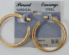VTG Hoop Earrings ~ Revco~ Gold Color ~ NWT