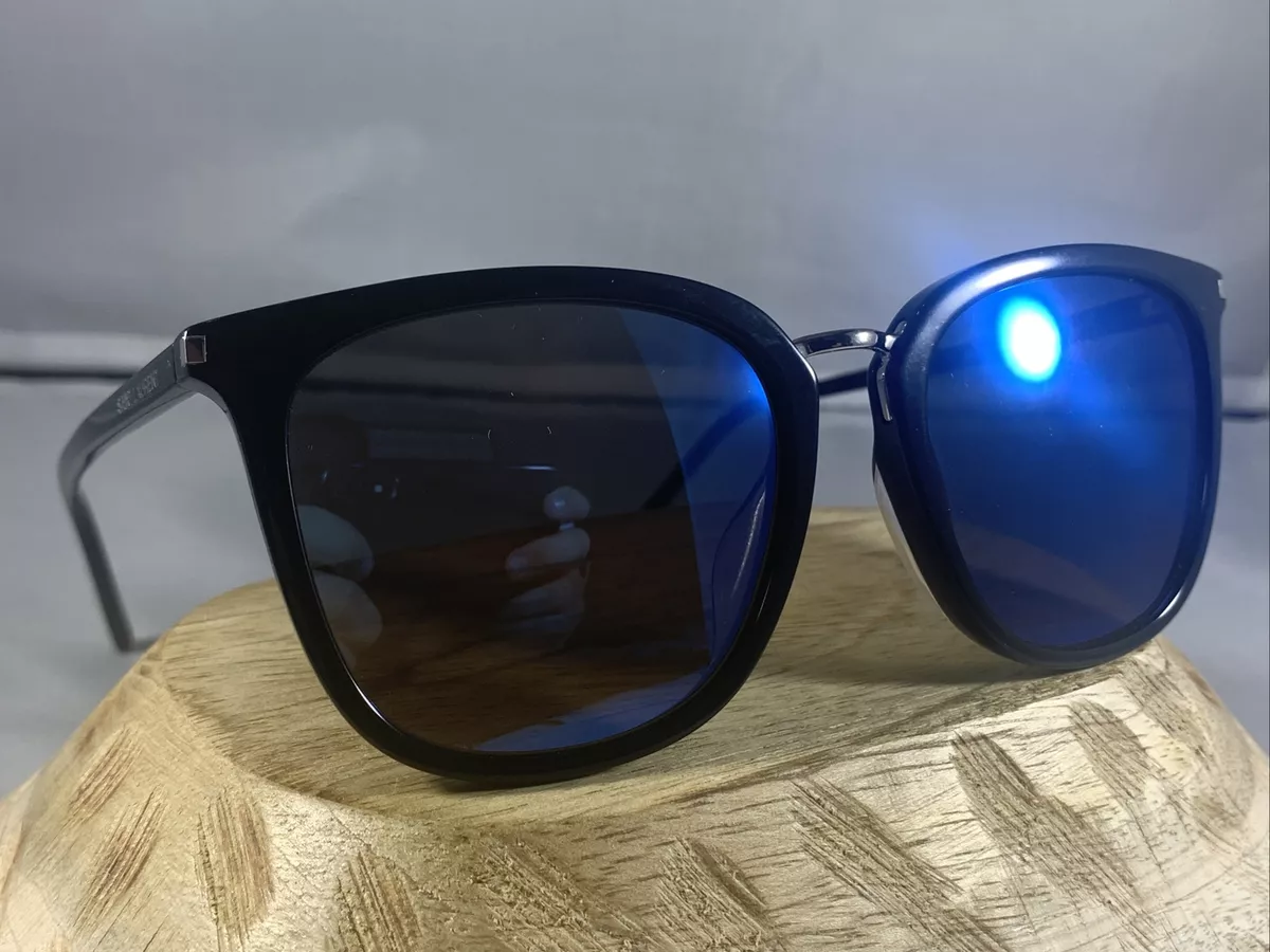 SAINT LAURENT SUNGLASS BLACK FRAME W BLUE MIRROR LENS SL 131 K