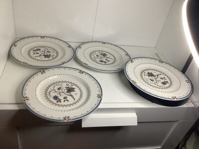 Alte Kolonie. Salatteller x4. Royal Doulton. England. Blaubraune Blumenmuster. (A)