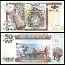 BURUNDI 50 francs, 2007, P-36, UNC World Currency