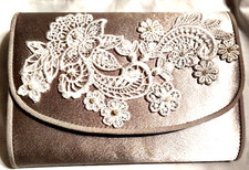 VTG Evening Clutch or Cross Body Bag Purse Bridal White Lace Wedding La Regale