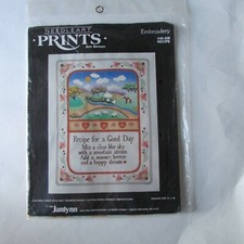 1986 Janlynn Needle Art Prints Recipe Embroidery Kit 35-228 Americana NOS