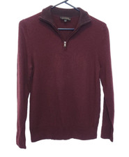 EXPRESS Red 1/4 Zip 100 Extra Fine Merino Wool Collard Sweater Women's MEDIUM