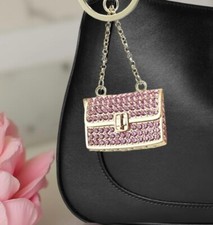 Elegant Pink Rhinestone Mini Handbag Shaped Bag Charm Keychain Keyring Fob
