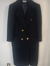 JG Hook Womens Large? 100% Wool Long Pea Coat Navy Blue Vintage USA-Made
