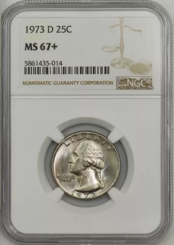 1973-D Washington Quarter 25c MS67+ NGC 943104-36