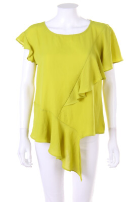 Giorgia & Johns Ruffled Blouse Asymmetrical Cut L lime green