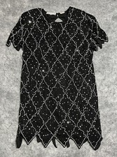 Silhouettes Dress Women's 20 ROARING 20's Sequins Beaded Flapper Dress Black