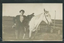 RPPC 10's YOUNG MAN off to WORK & Box Lunch on WHITE HORSE & SADDLE One of Kind