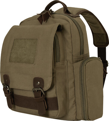 Olive Drab Vintage Canvas Sling Small Mini Over The Shoulder Bag