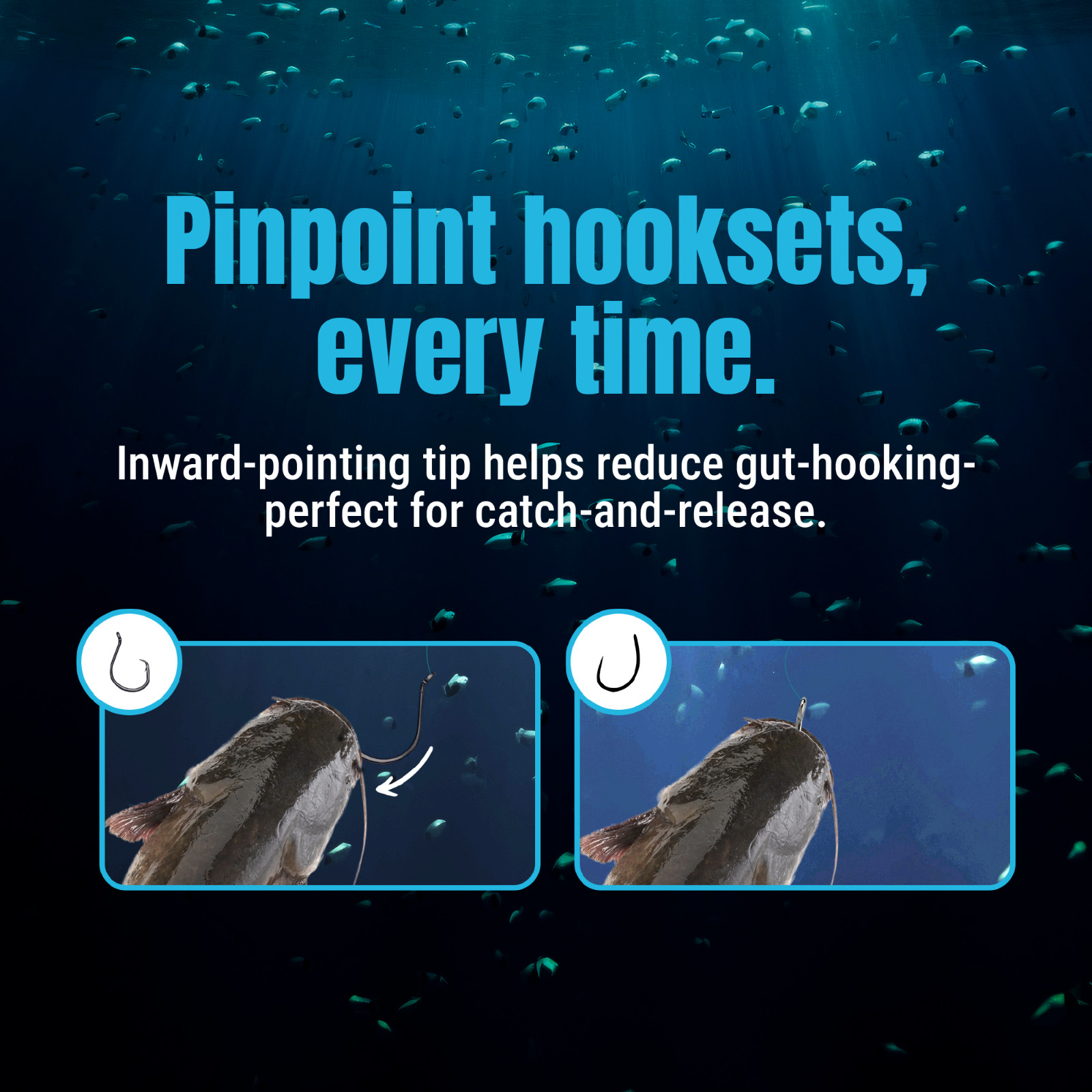 Reaction Tackle Heavyweight Octopus Circle Hooks - Offest Catfish Hooks- 25pk