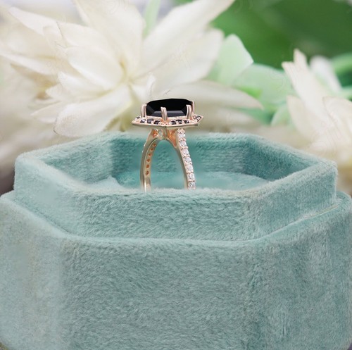 Black Onyx Ring Sterling Silver Black Onyx Ring For Women Vermeil Ring - Picture 8 of 9