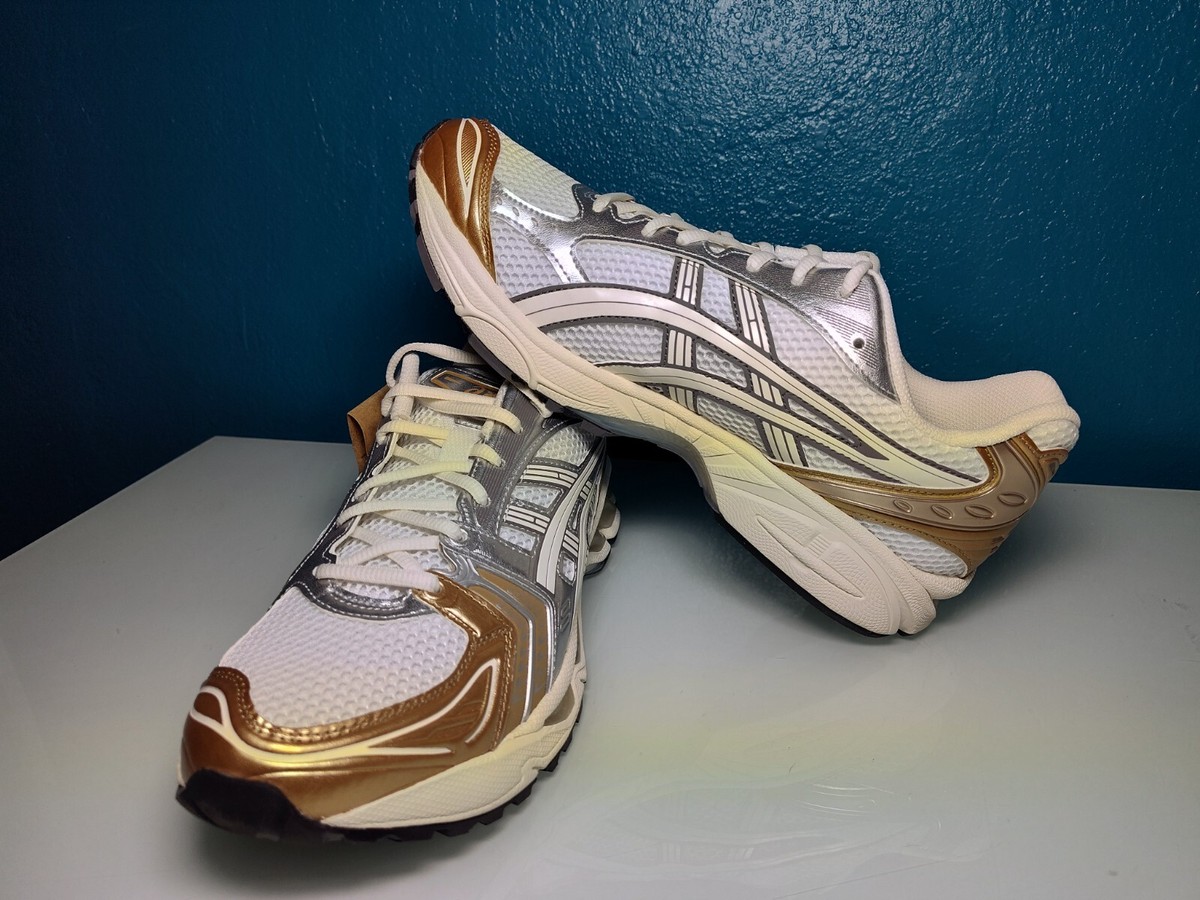 New ASICS Gel-Kayano 14 White Cream Gold Mens 10.5 - Womens 12