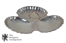 Pilgrim S114 Silver Plate Scallopped Shell Triple Section Compote Dish w/ Handle
