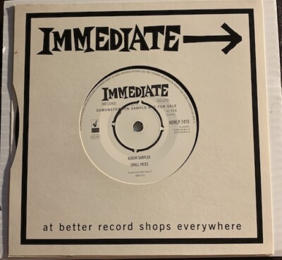 SMALL FACES Psych Rock reissue 45 Immediate #7415 Album sampler b/w blank M-