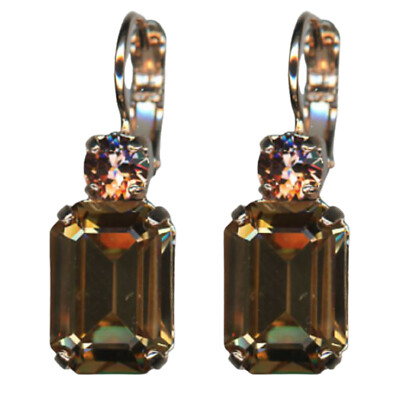 Mariana Earrings Elegant Lt Smoked Topaz & Vintage Rose Austrian Crystals Eup...
