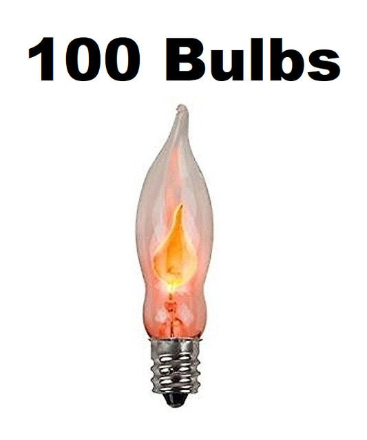 (100) Flicker Flame Mini Light Bulbs Candelabra Base C7 3" Long eBay