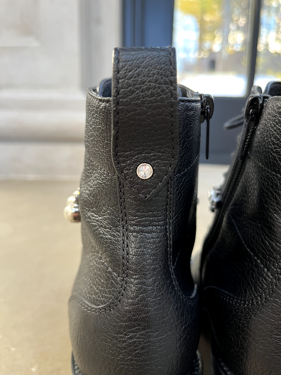 Jimmy Choo Black Cruz 65 Leather Combat Ankle Boots with