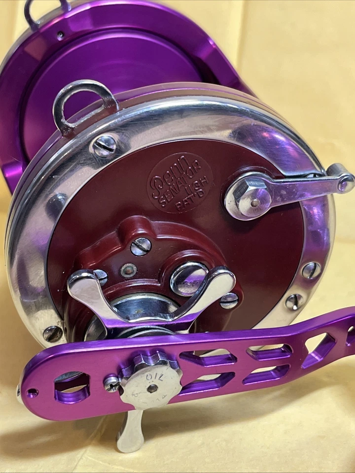 Penn Senator 113H 4/0 Purple Ex Wide Tiburon T4WEX Frame Fishing Reel Very Nice! - Image 4 of 4