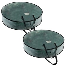 2 PCS 30 Inch Wreath Storage Container Clear Round Holder Wall Handles Bag