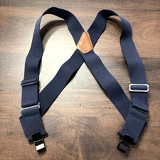 Duluth Trading Co Adjustable Suspenders X Heavy Duty Work Clip Leather Navy Blue