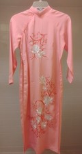 Peach White Flower NHA MAY Saree Dress Tunic Sz S ~ Going Out Of Business Sale 