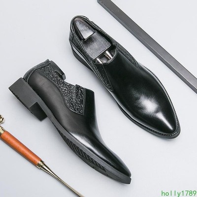 Men's Formal Work British Pointed Toe Dress Business Wedding Pump Pull On Shoes