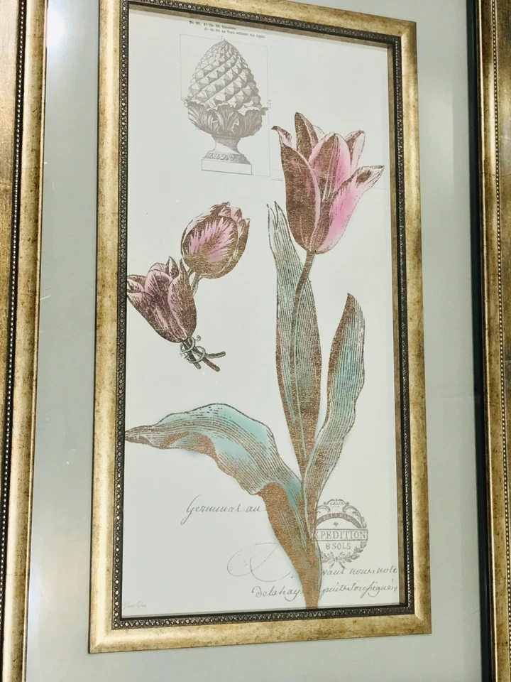Vintage Botanical Tulip Wall Decor 25W x 37H. - Image 3 of 4