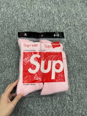 Flash Sale Supreme Hanes Crew Socks Pink 4 Pack Size 6-12 Streetwear