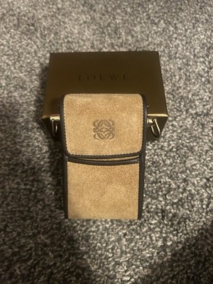 LOEWE Cigarette Case Holder Flap Beige Anagram 4.13 x 2.36 inch Japan Authentic
