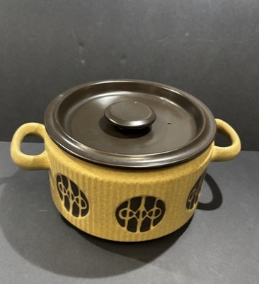 Vintage Flame N Frost Casserole Pot Ovenproof Stoneware 8  with Lid USA