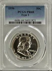 1956 TYPE ONE PROOF FRANKLIN HALF PCGS PR68, BRILLIANT, NO SPOTS, HAZE OR TONING
