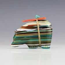 NATIVE AMERICAN ZUNI SURFITE BEAR FETISH BY LELAND BOONE & DAPHNE QUAM