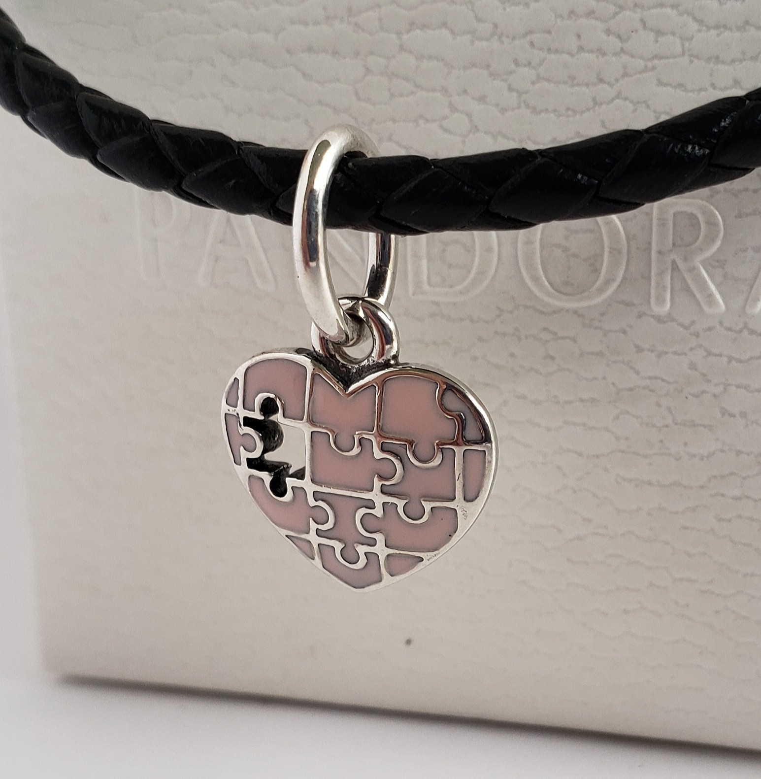 Pandora You Complete My Heart Silver and Pink Enamel Dangle Charm