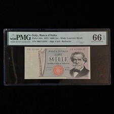 1973 Italy Banca d Italia 1000 Lire Pick#101c PMG 66 EPQ Gem UNC 01