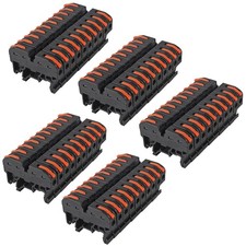 50Pcs DIN Rail Terminal Blocks Compact 24-12 AWG Wire Connectors for Electric...