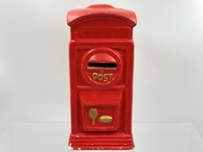 Vintage British Red Pillar Post Box Money Bank Ceramic Coin Bank 18.5cm