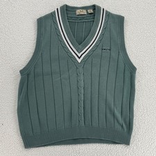 Vintage IZOD Golf Sweater Vest Men Size XL Green Cable Knit V-Neck Preppy 90's