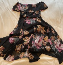 ASOS Women’s Black Floral Long Off Shoulder Dress Size 8