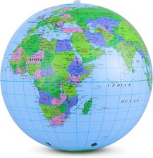 Inflatable Globe Beach Ball, 11.8In PVC World Map Ball Inflatable Earth for Geog