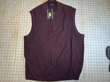 Roundtree Yorke Mens XL Burgundy Quarter Zip Sweater Vest NWT