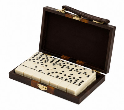 Dominoes Double 6 Six Standard Size Ivory Color & Carrying Case