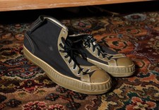 Vtg 1940's 1950's Penco OD  Black Hi-Top Sneakers Military Basketball Men's 9.5