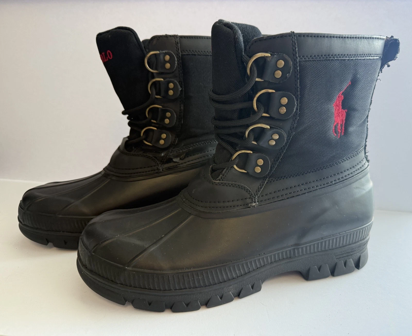 Polo Ralph Lauren Crestwick Rubber Snow Boots Black w Red Pony Men's Sz 10D
Opens in a new window or