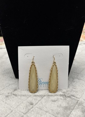 Premier Designs Gold Tone Large Stone Dangle Earrings