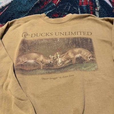 Vintage 90s Ducks Unlimited Power Struggle Deers Crewneck Sweatshirt Men's XL￼