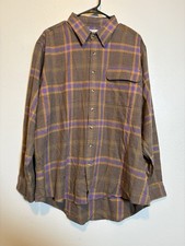 Vtg Sears Roebuck Plaid Flannel Shirt Mens XL Made USA Workwear Grunge Western